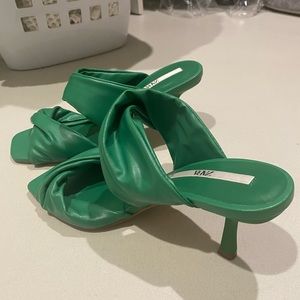 Green heeled sandals from Zara, worn once super comfy